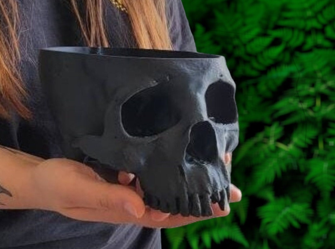 Scanned Human Skull Planter with Optional Drainage