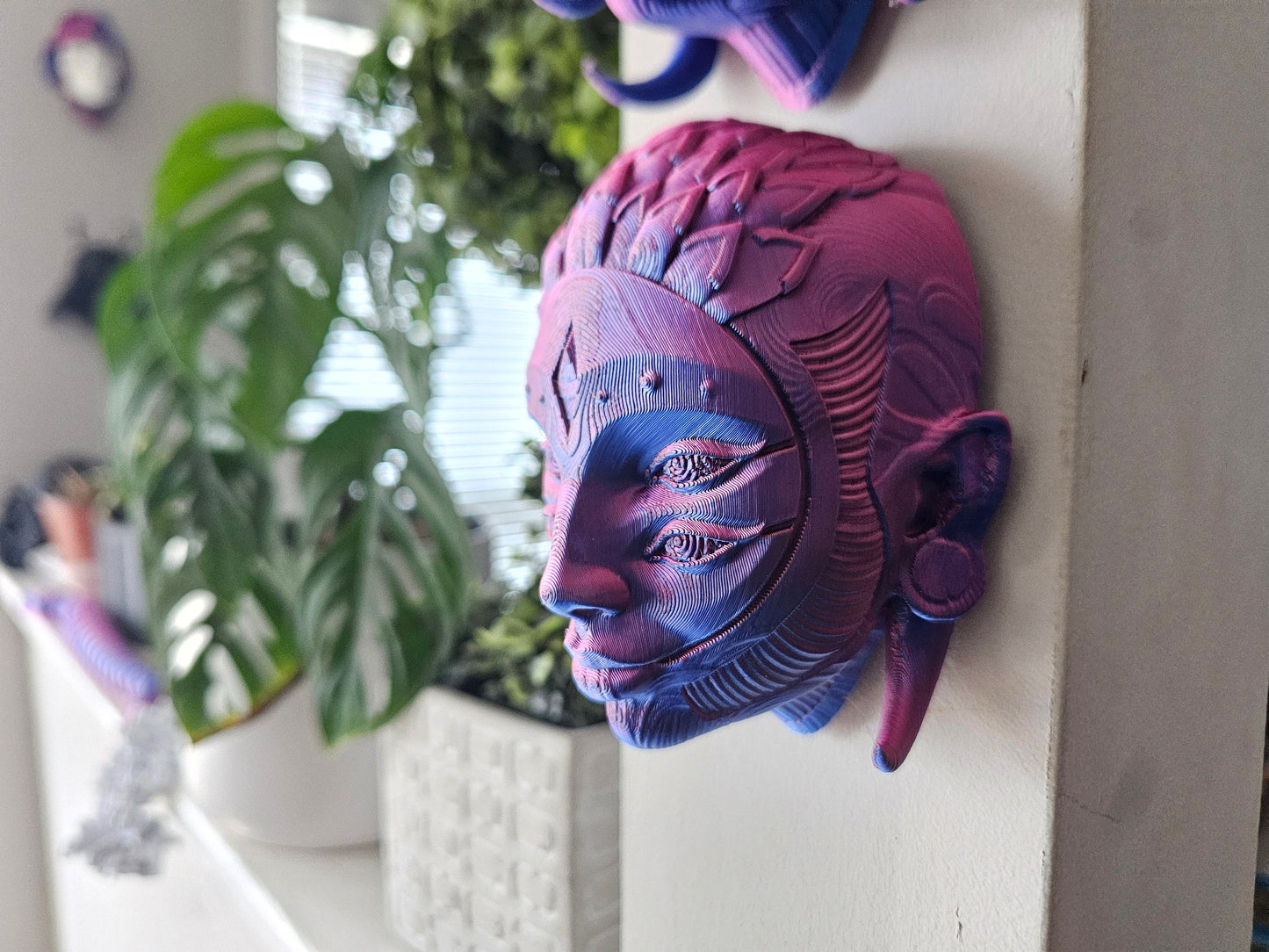 Arlequin and Hellequin Face Wall Mount – 3D Printed Harlequin & Hellequin Mask, Gothic Clown Wall Art, Dark Fantasy Décor