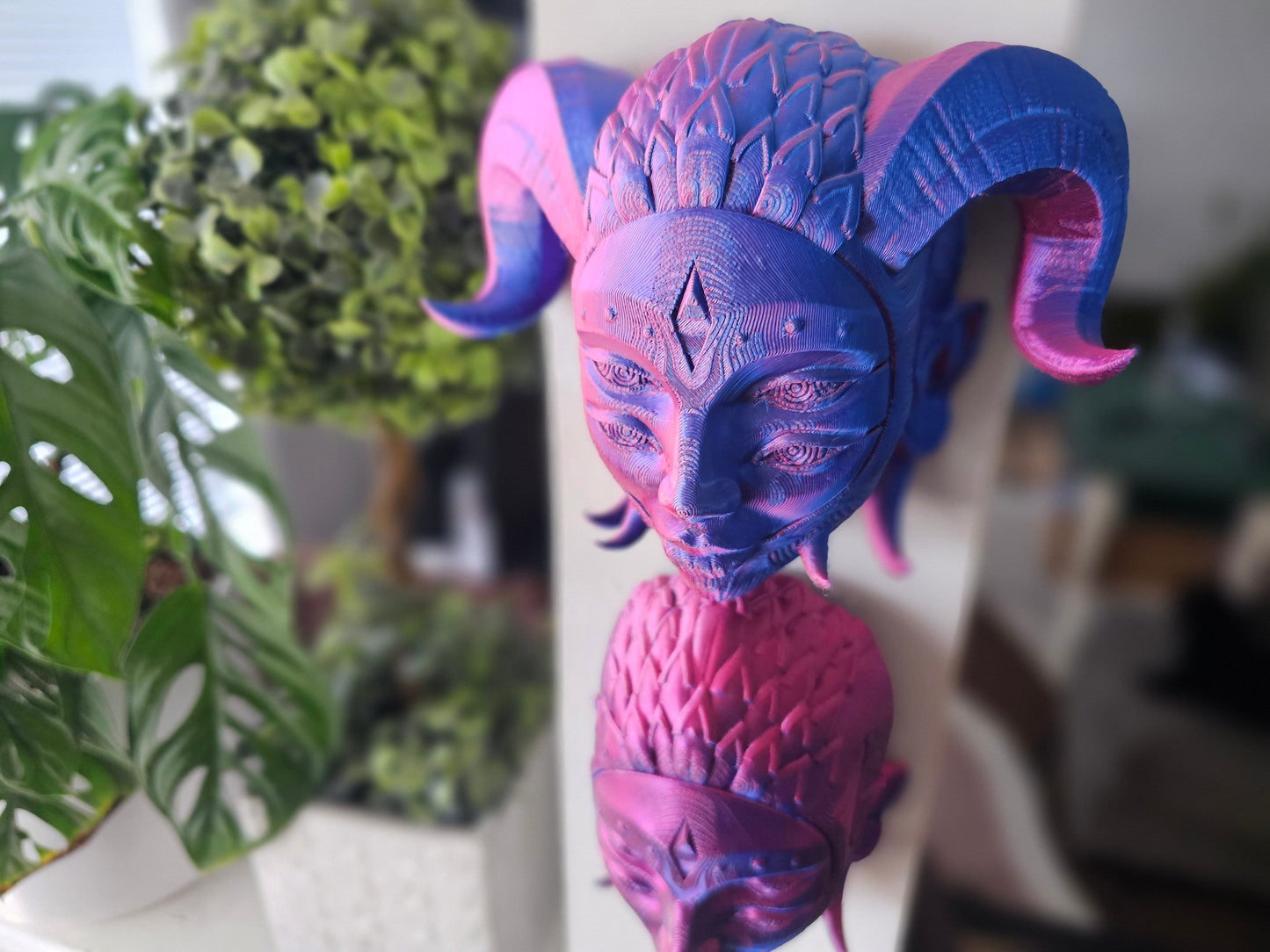 Arlequin and Hellequin Face Wall Mount – 3D Printed Harlequin & Hellequin Mask, Gothic Clown Wall Art, Dark Fantasy Décor