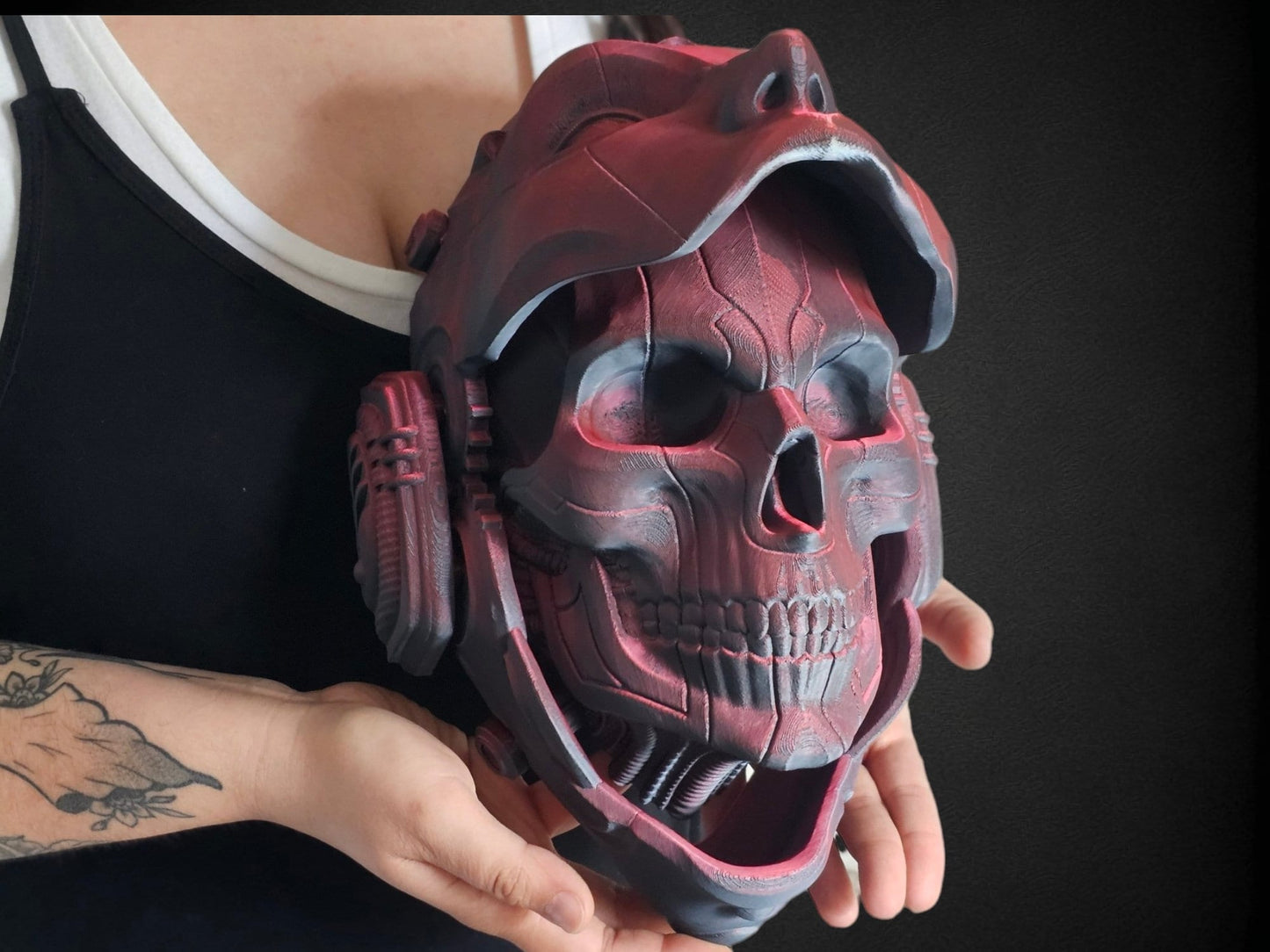 Steampunk Articulating Skull Droid – 3D Printed Mechanical Robot Skull Wall Art, Gothic Steampunk Decor