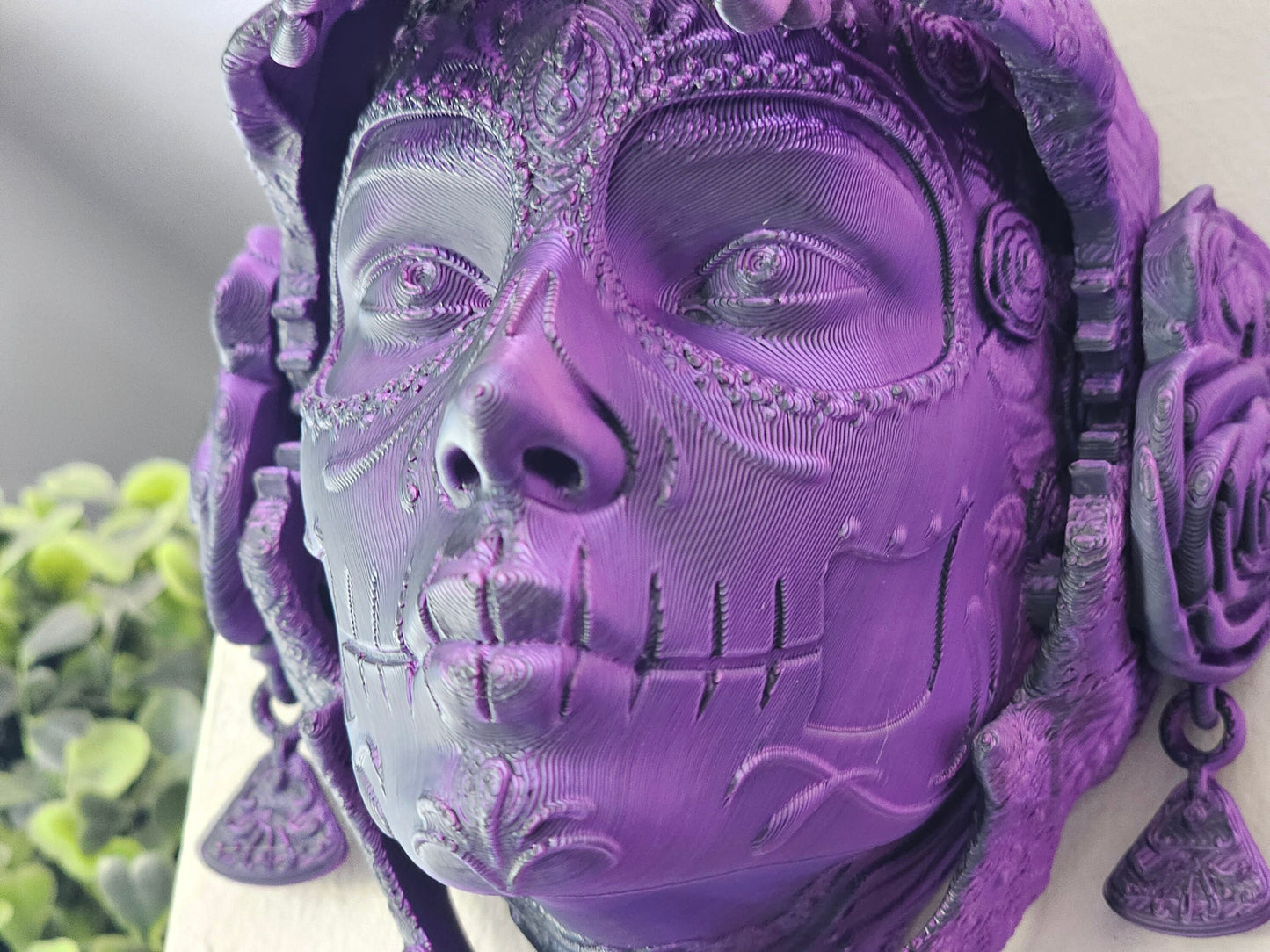 Santa Catrina Sugar Skull Wall Decoration – 3D Printed Mexican Day of the Dead Art