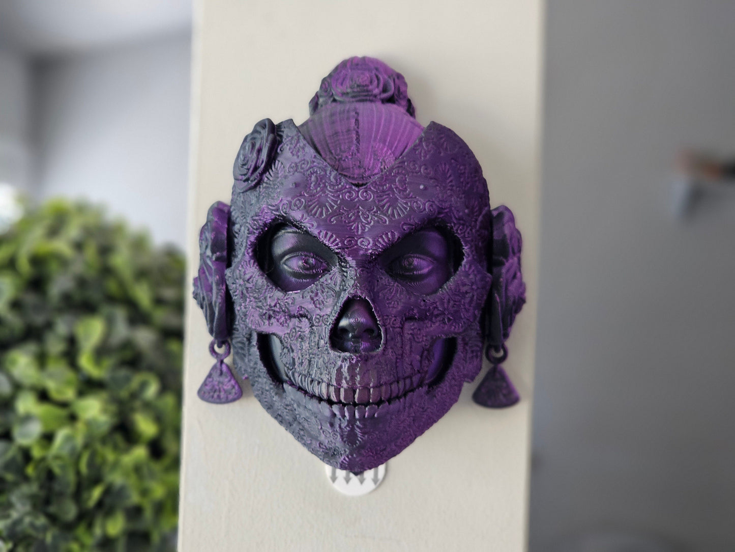 Santa Catrina Sugar Skull Wall Decoration – 3D Printed Mexican Day of the Dead Art