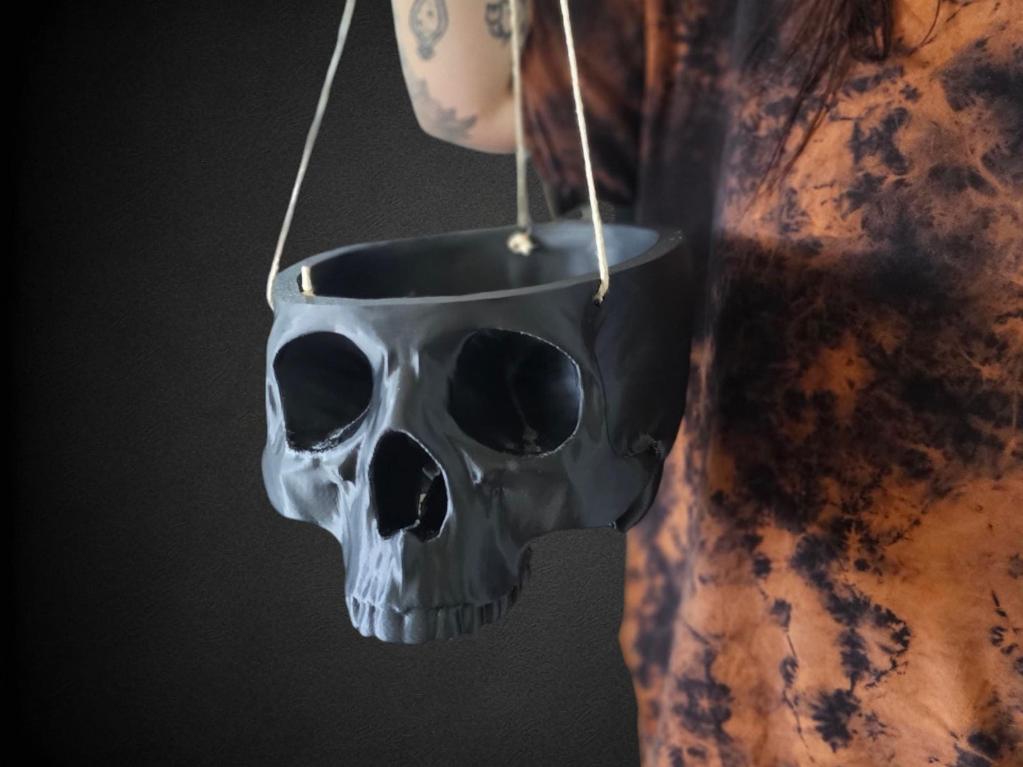 Hanging Human Skull Indoor Planter