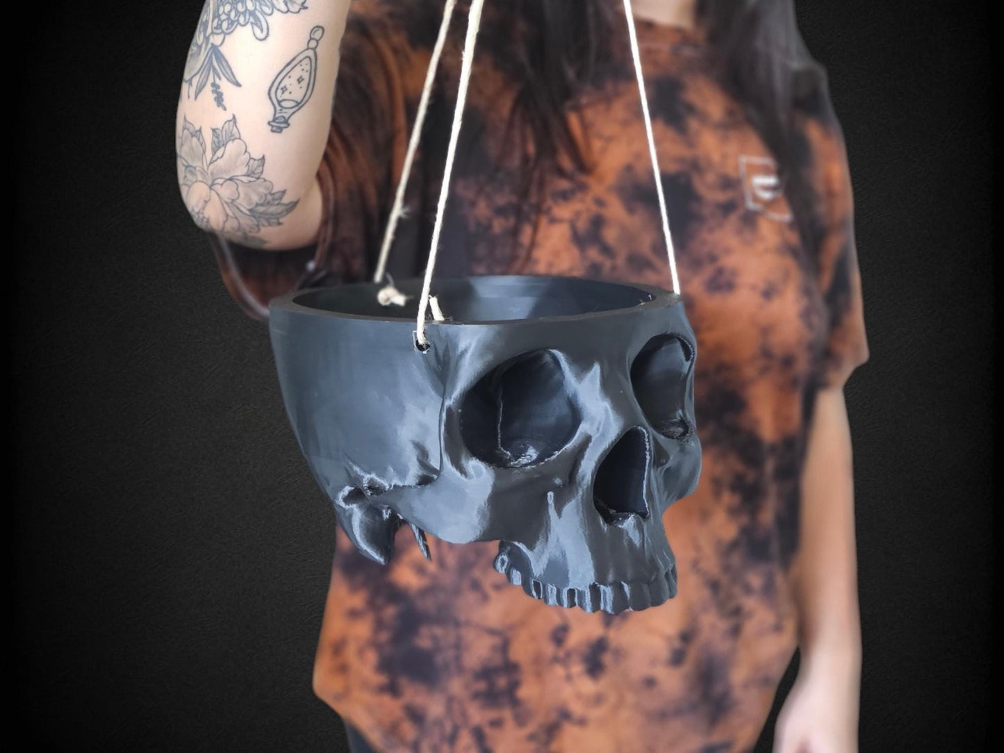 Hanging Human Skull Indoor Planter