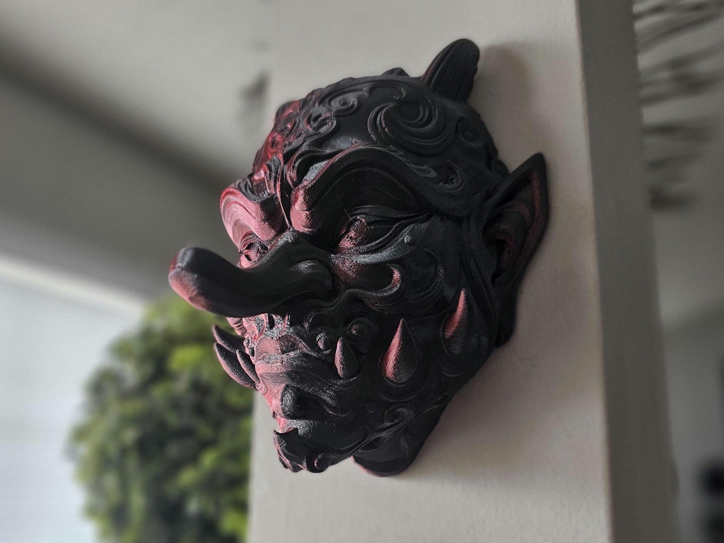 Tengu Mask Wall Mount – 3D Printed Japanese Demon Skull Mask, Legendary Yokai Wall Art, Feudal Japan Decor