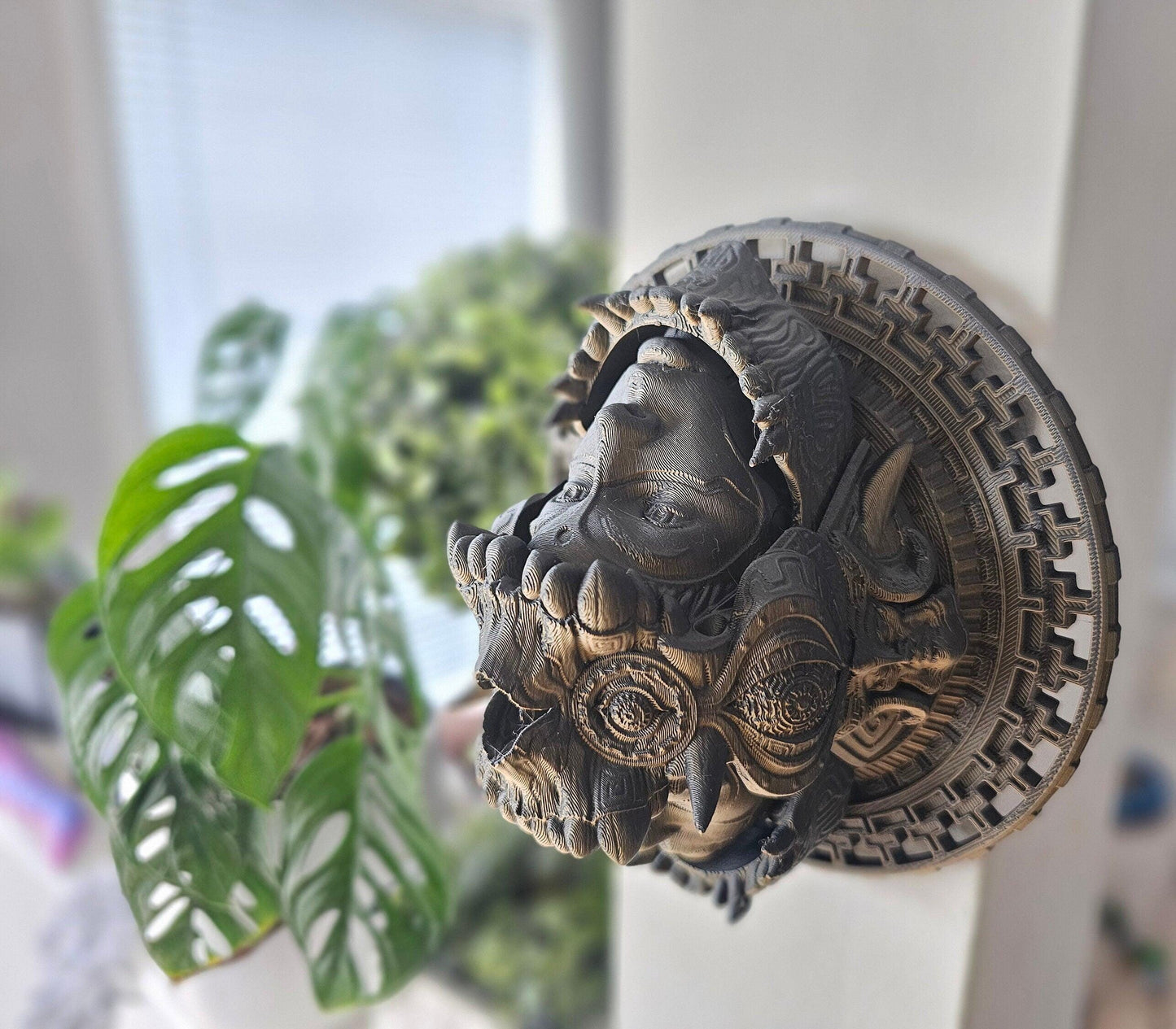 Inti Inca Sun God Spinning and Moveable Wall Art – 3D Printed Inca Sun Mask, Interactive Ancient Sun God Decor, Peruvian Mythology Sculpture
