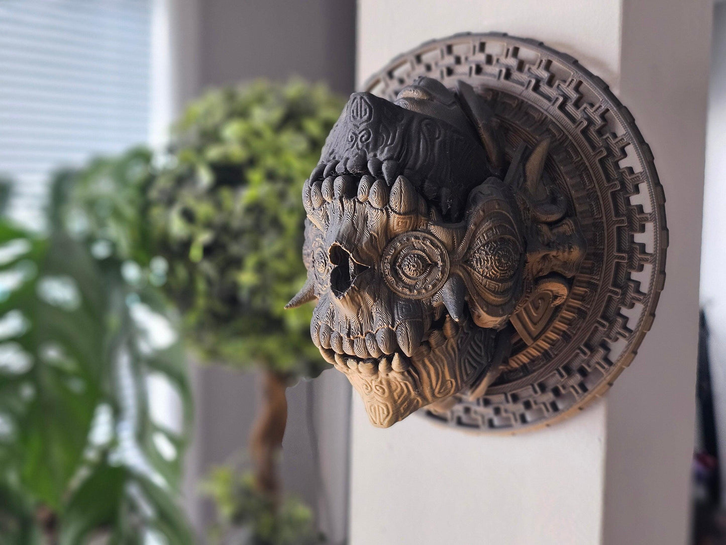 Inti Inca Sun God Spinning and Moveable Wall Art – 3D Printed Inca Sun Mask, Interactive Ancient Sun God Decor, Peruvian Mythology Sculpture