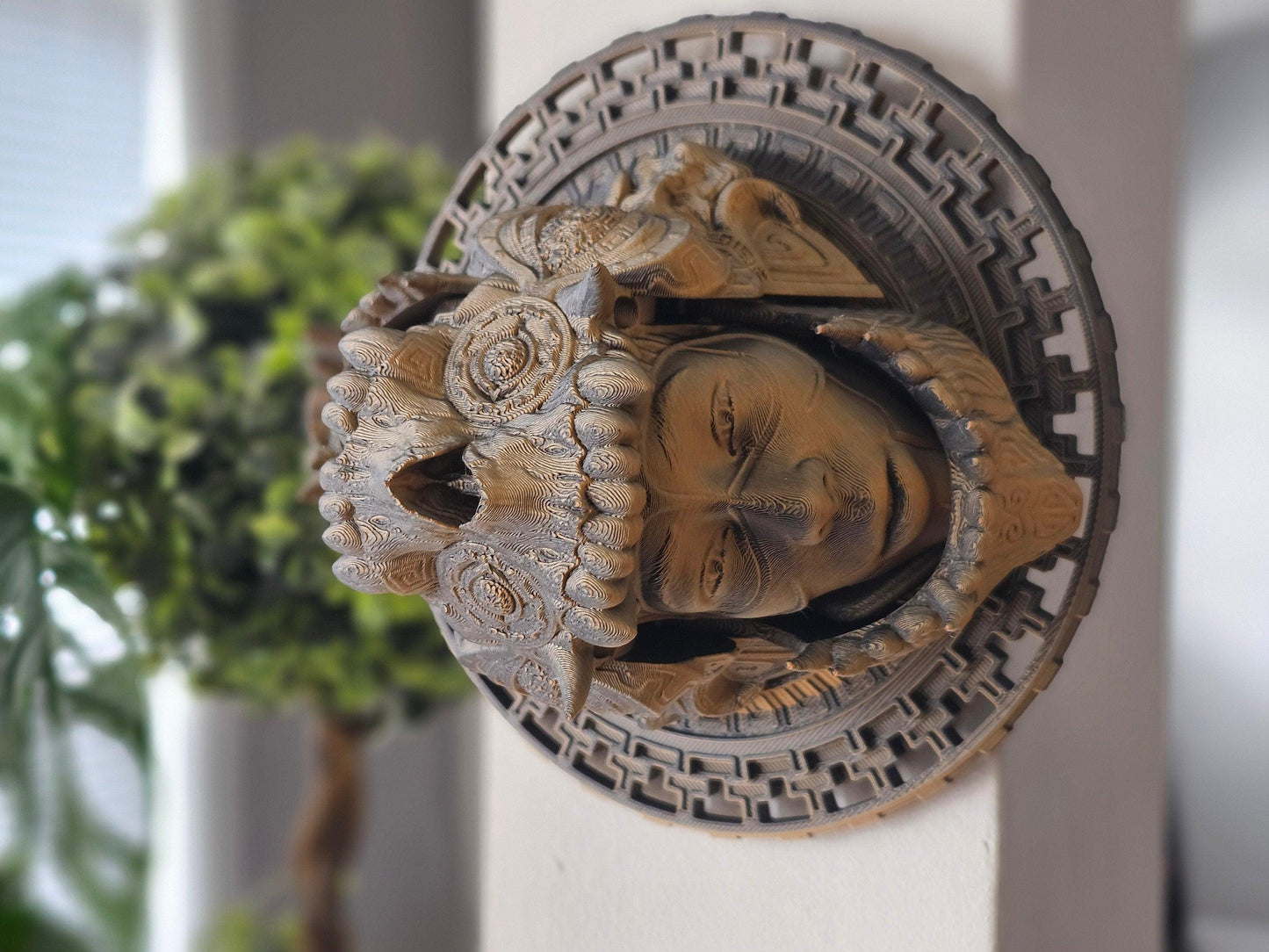 Inti Inca Sun God Spinning and Moveable Wall Art – 3D Printed Inca Sun Mask, Interactive Ancient Sun God Decor, Peruvian Mythology Sculpture