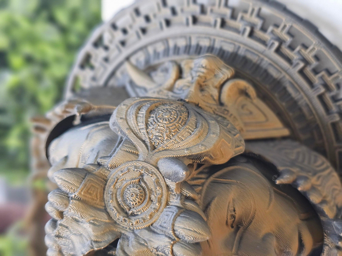Inti Inca Sun God Spinning and Moveable Wall Art – 3D Printed Inca Sun Mask, Interactive Ancient Sun God Decor, Peruvian Mythology Sculpture