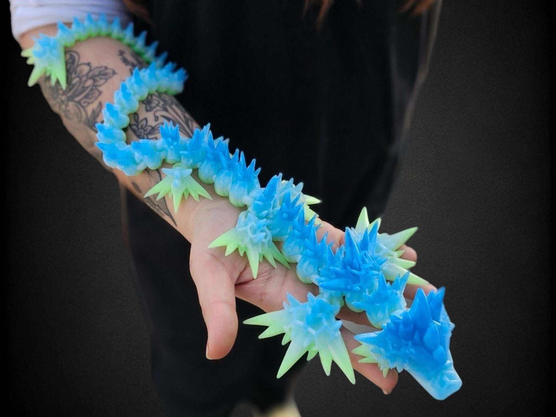 24" Void Sea Dragon Articulating Flexi By Cinderwing Dragon Fidget Toy 3D Printed Gift For Dragon Lover 3D Printed Dragon With Wings