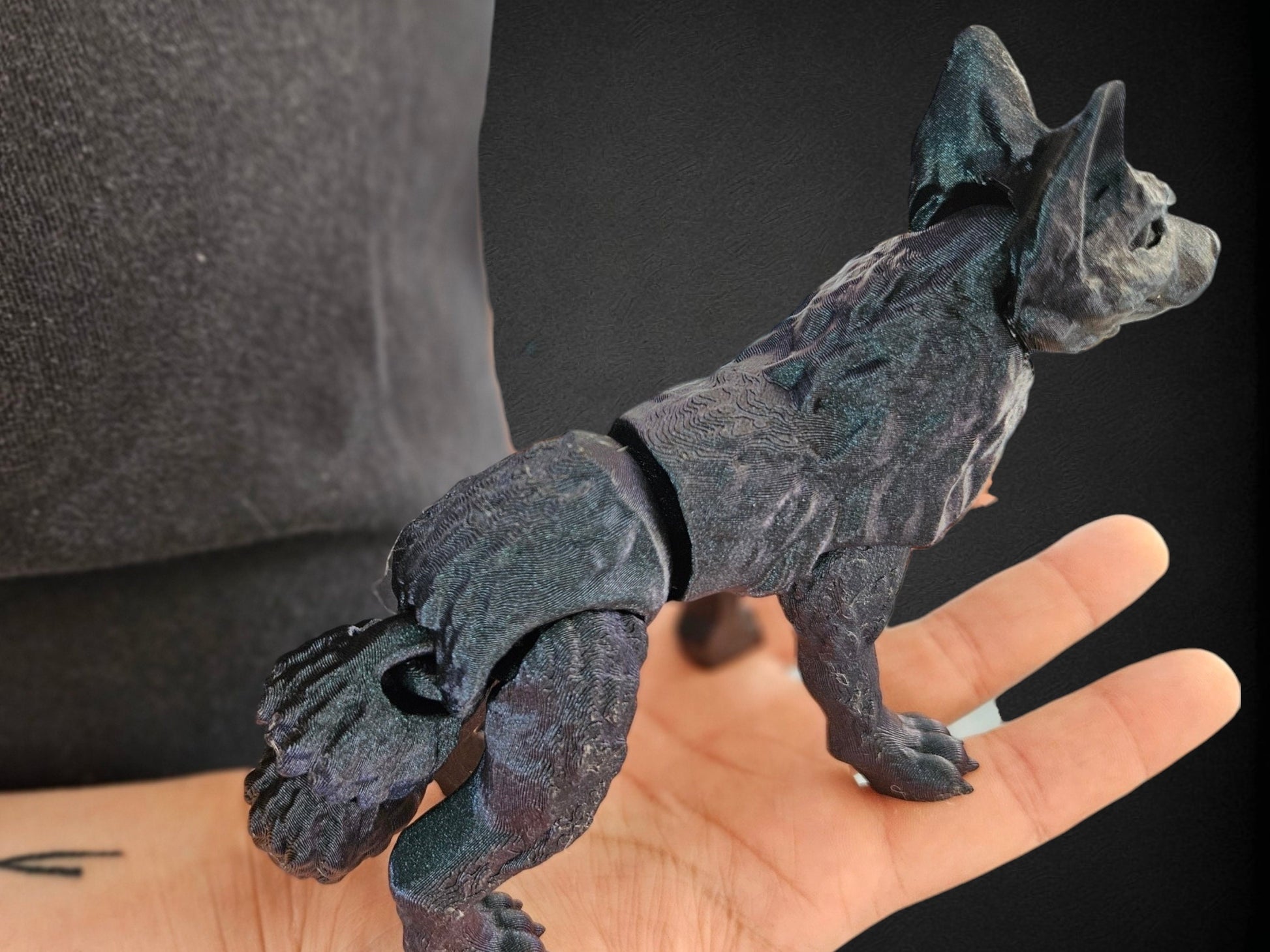 Cinder Wolf Articulating Flexi By Cinderwing Articulated Fidget Toy 3D Printed Gift For Him Desk Toy