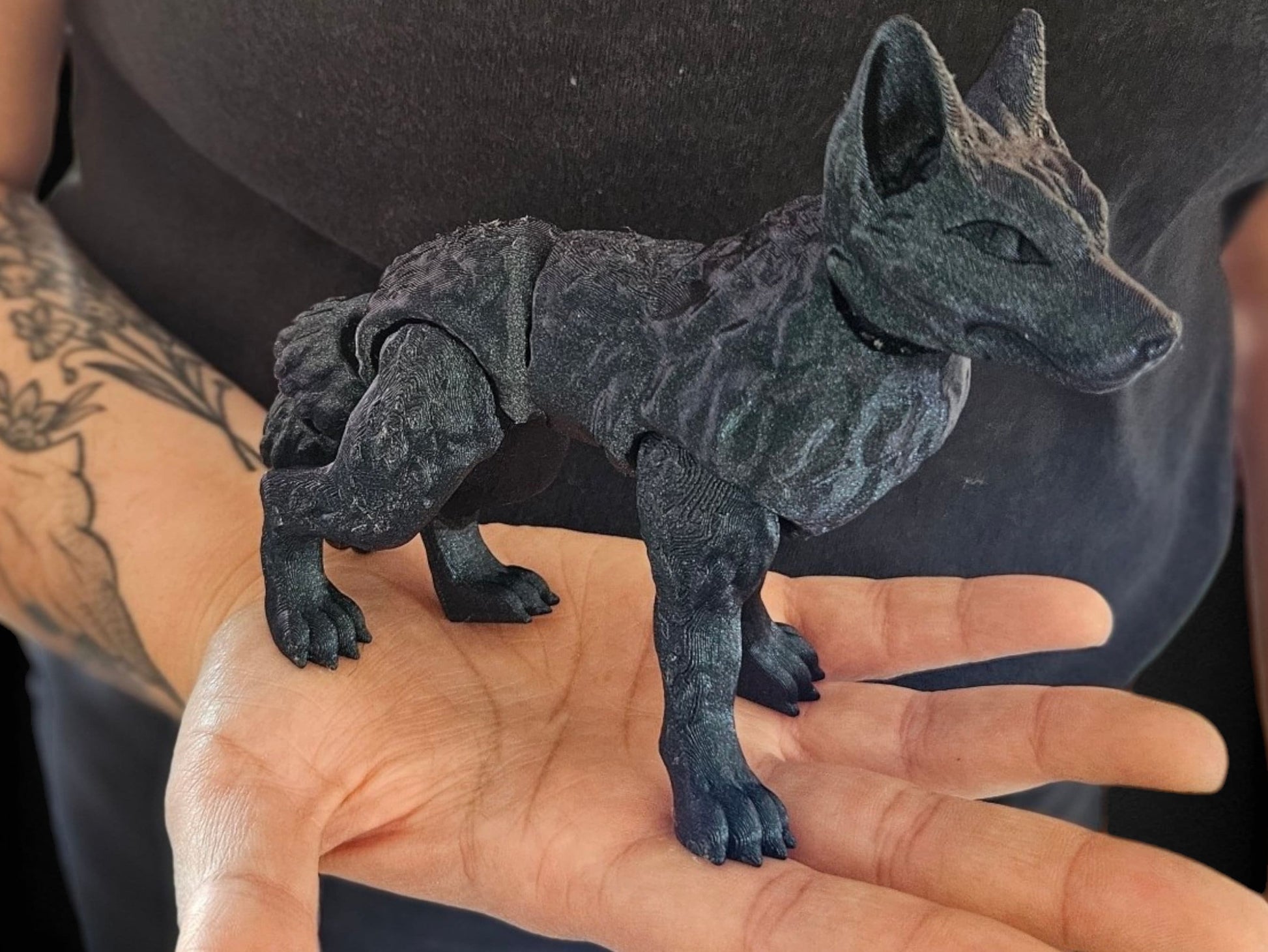 Cinder Wolf Articulating Flexi By Cinderwing Articulated Fidget Toy 3D Printed Gift For Him Desk Toy