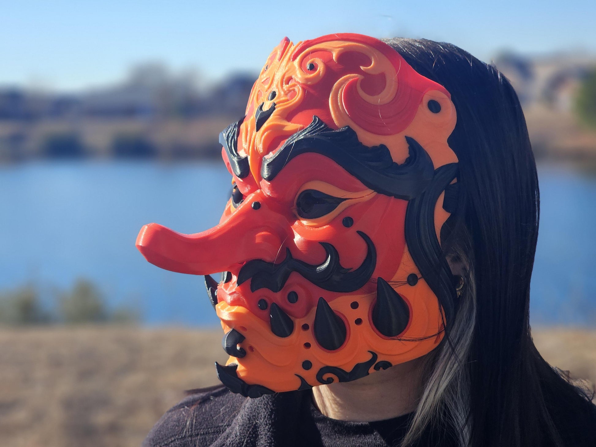 3 Options Tengu Mask 3D Printed Cosplay Horror Mask Wearable Face Mask Oni Mask For Japanese Lover Halloween Mask Gift For Him