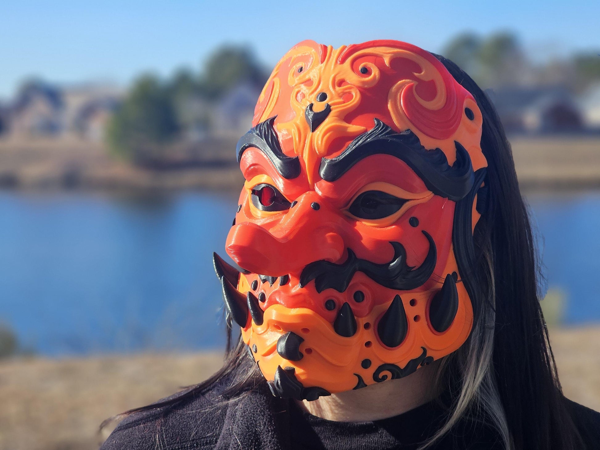 3 Options Tengu Mask 3D Printed Cosplay Horror Mask Wearable Face Mask Oni Mask For Japanese Lover Halloween Mask Gift For Him