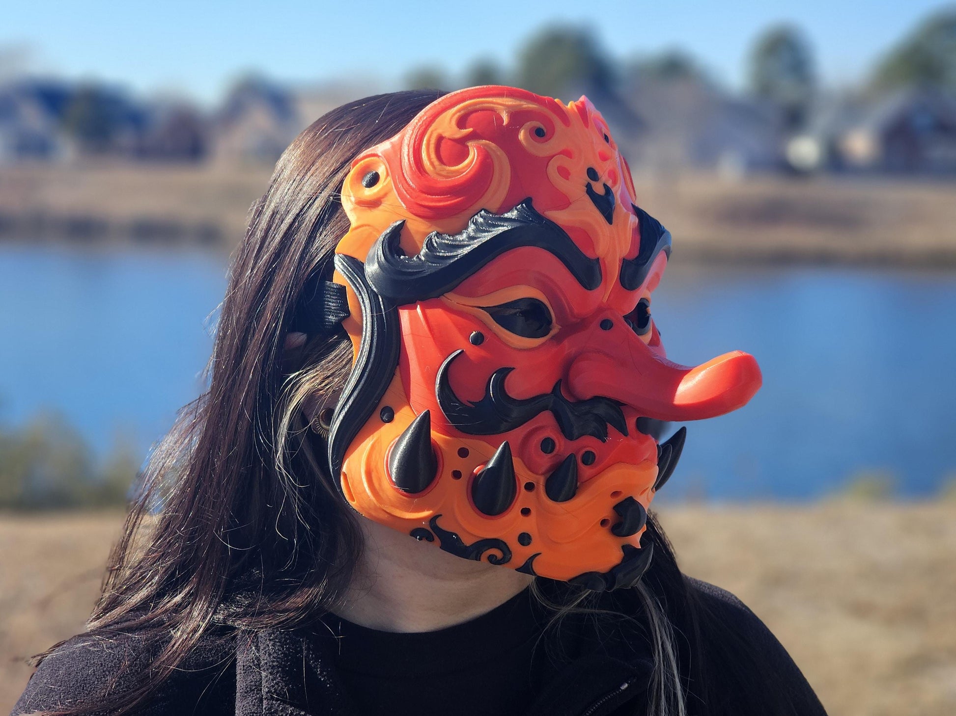 3 Options Tengu Mask 3D Printed Cosplay Horror Mask Wearable Face Mask Oni Mask For Japanese Lover Halloween Mask Gift For Him