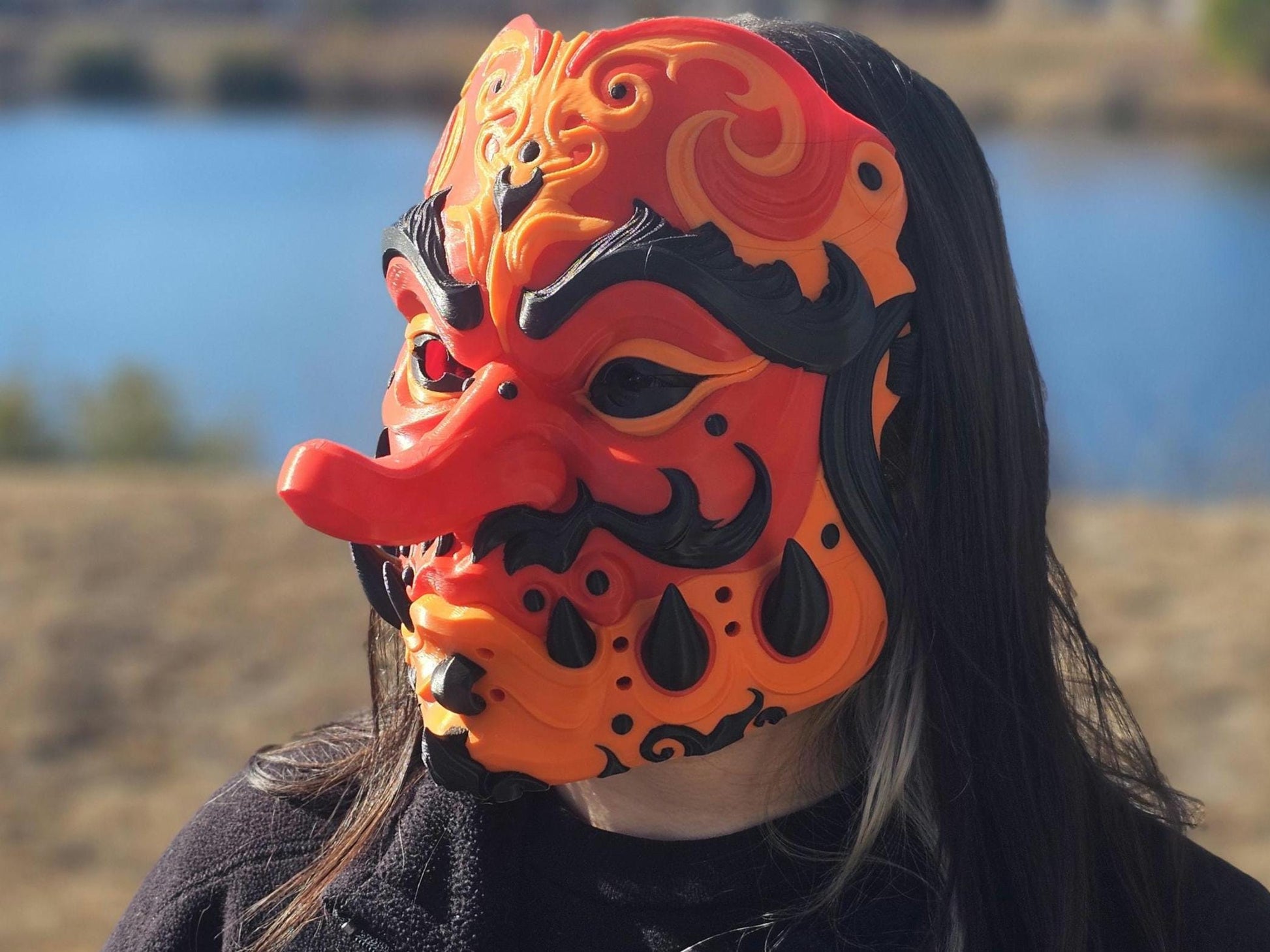 3 Options Tengu Mask 3D Printed Cosplay Horror Mask Wearable Face Mask Oni Mask For Japanese Lover Halloween Mask Gift For Him