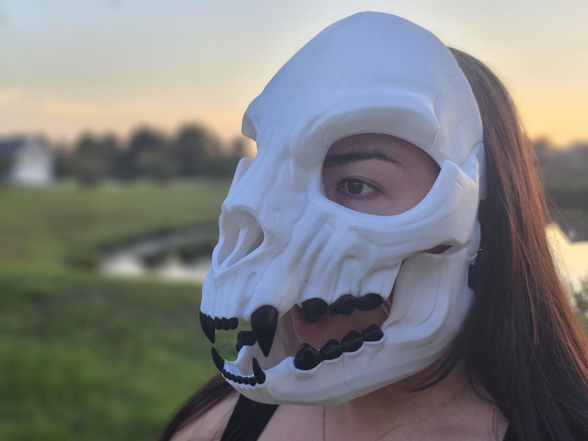 Fanged Wendigo Cat Skull Mask Articulating Mouth 3D Printed Cosplay Horror Mask Wearable Face Mask Halloween Mask Gift For Him Scary
