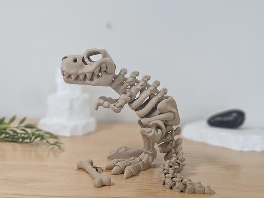 7" Tall T-Rex Skeleton Articulating Sensory Toy Flexi-Factory Fidget Toy Kids Gift For Dinosaur Lover Desk Buddy
