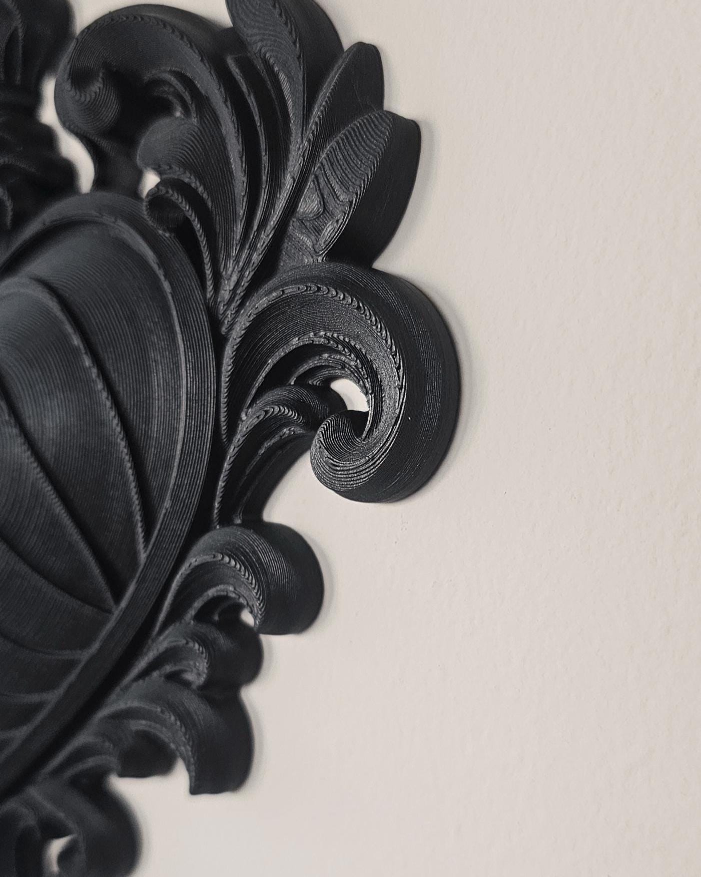 Ornate Baroque Heart Wall Plaque  3D Printed Decorative Heart Frame, Gothic Romantic Wall Decor, Victorian Scroll Wall Art Display