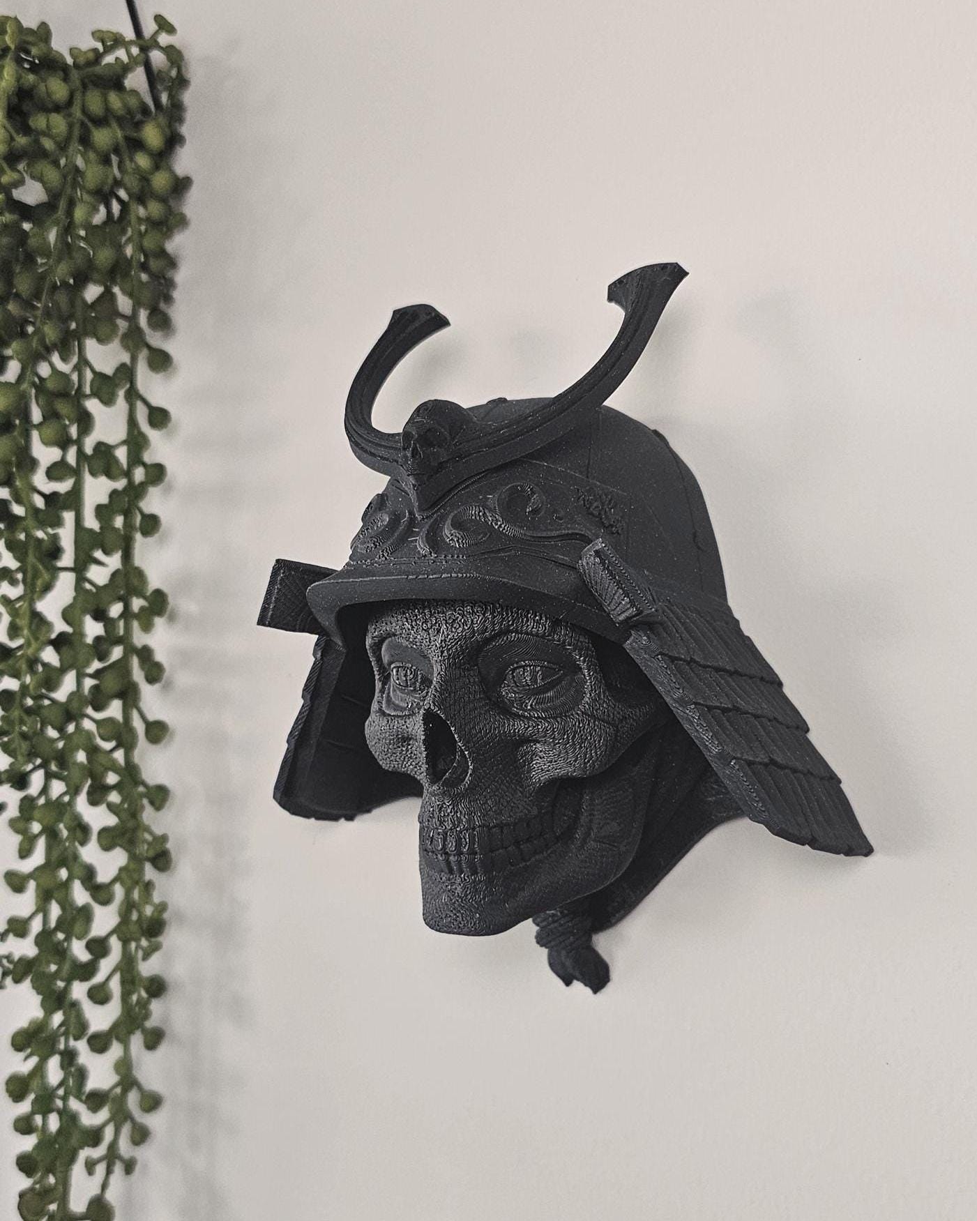 Orochi Samurai Skull Wall Mount  3D Printed Japanese Warrior Mask, Feudal Japan Skull Decor, Gothic Samurai Wall Art, Unique Fantasy