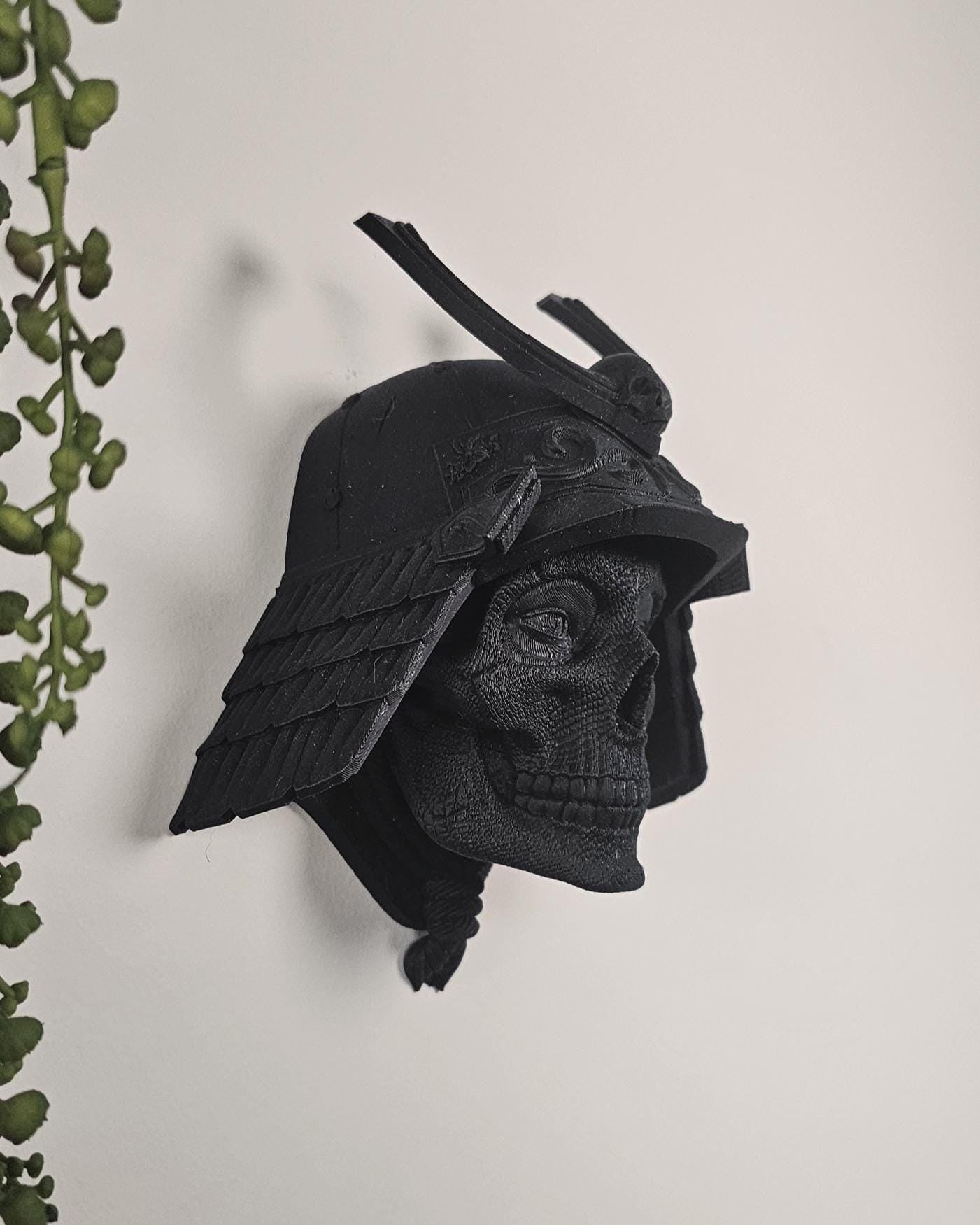 Orochi Samurai Skull Wall Mount  3D Printed Japanese Warrior Mask, Feudal Japan Skull Decor, Gothic Samurai Wall Art, Unique Fantasy