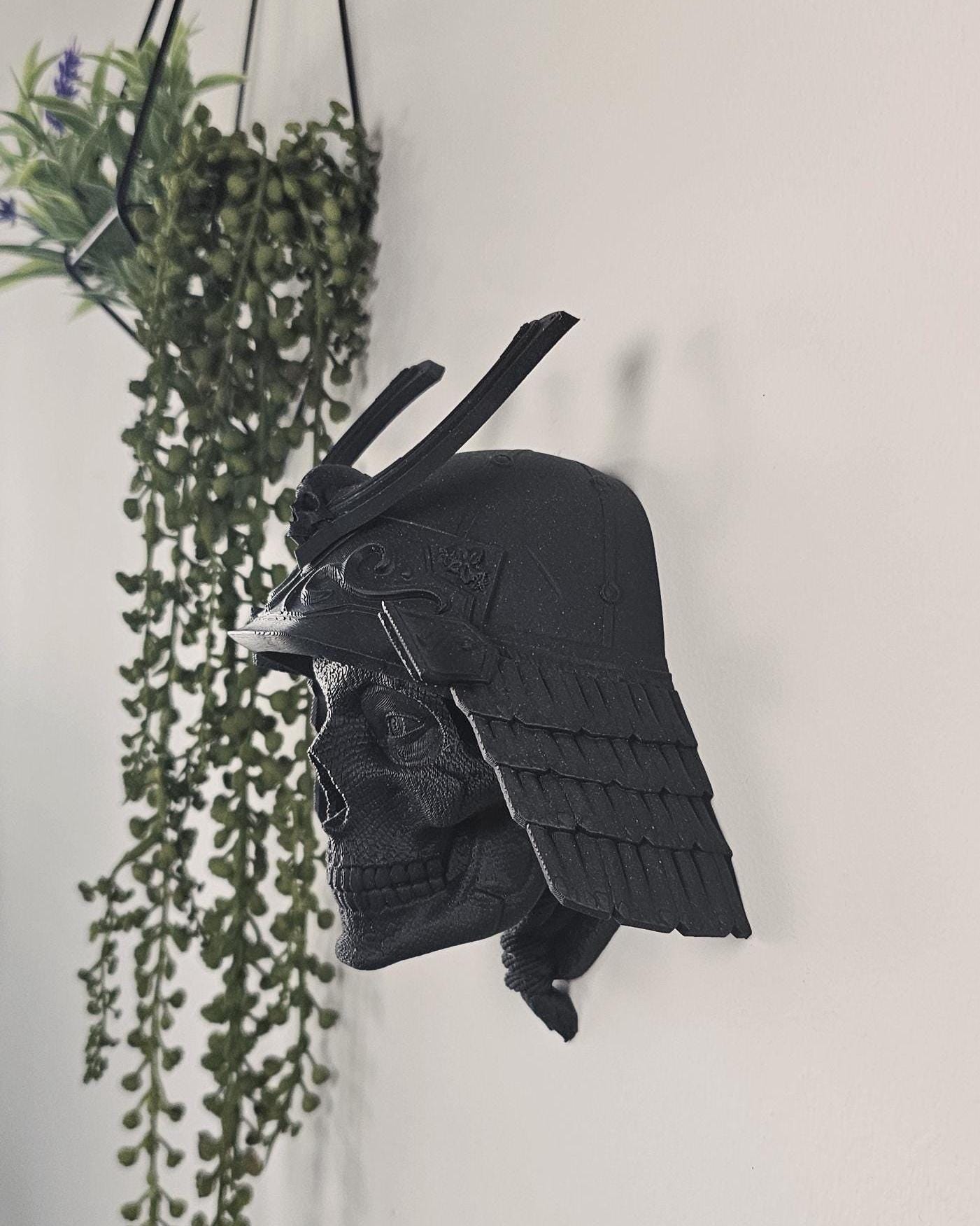 Orochi Samurai Skull Wall Mount  3D Printed Japanese Warrior Mask, Feudal Japan Skull Decor, Gothic Samurai Wall Art, Unique Fantasy