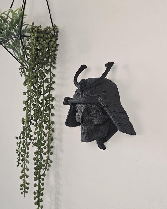 Orochi Samurai Skull Wall Mount  3D Printed Japanese Warrior Mask, Feudal Japan Skull Decor, Gothic Samurai Wall Art, Unique Fantasy