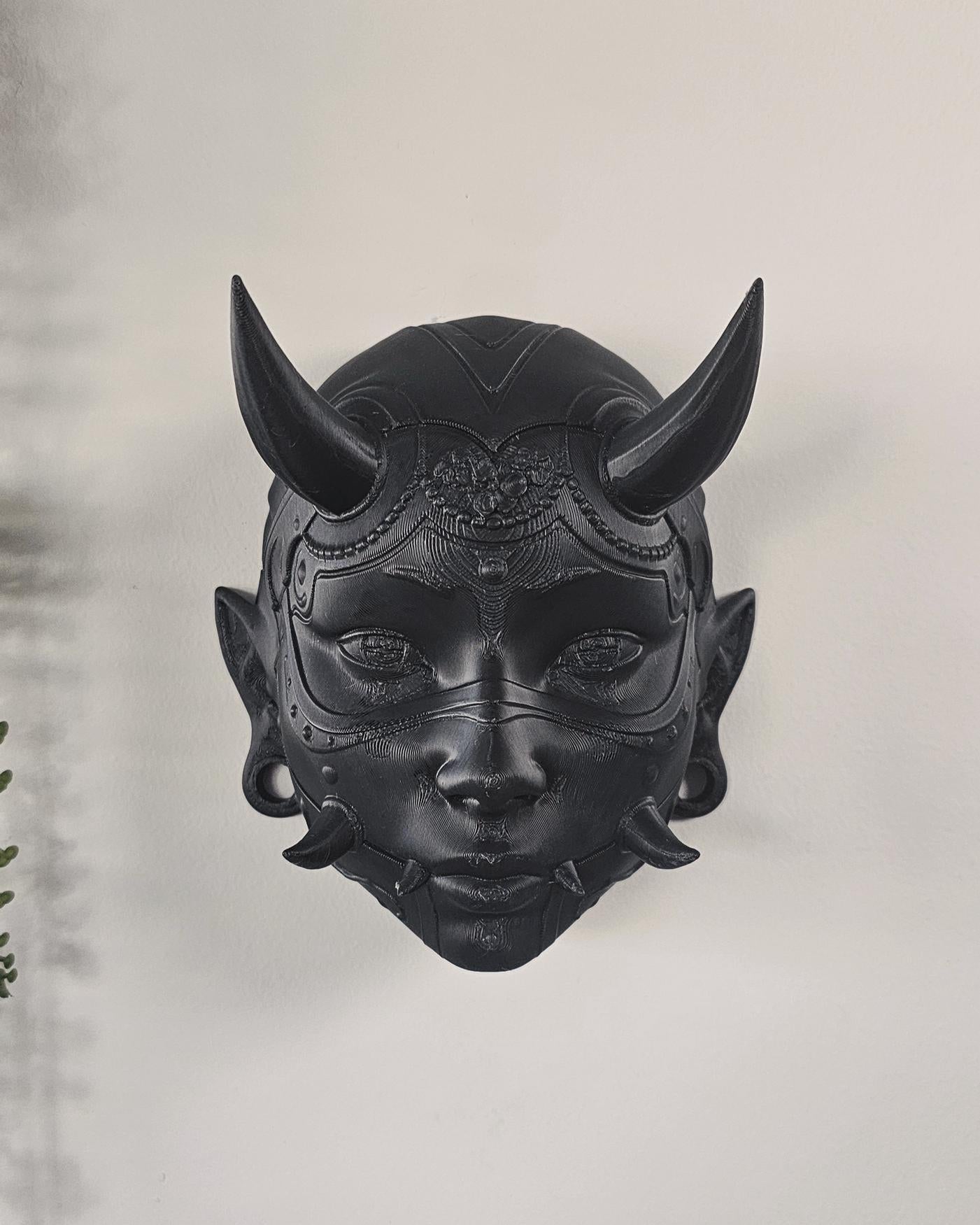 Traditional Japanese Hannya Mask  3 Sizes 3D Printed Wall Mask Sculpture, Japanese Demon Oni Wall Art, Gothic Japanese Decor