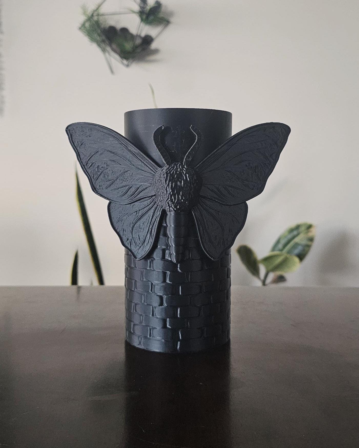 7" Moth Vase  Gothic Moth Sculpture Vase, Dark Botanical Home Decor, Witchy Floral Vessel, Nature Inspired Gothic Accent