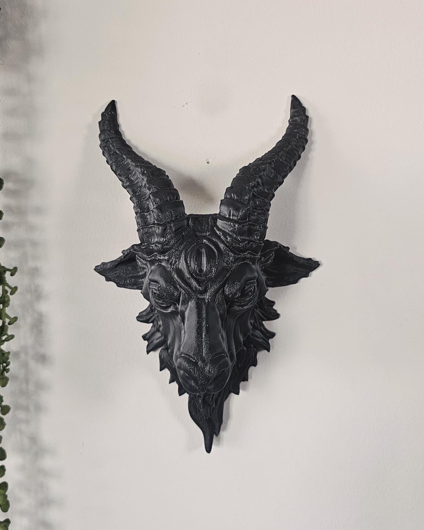 9" Tall Baphomet Goat Wall Decor  Occult Ram Head Wall Sculpture, Satanic Gothic Wall Art, Dark Altar Home Decor