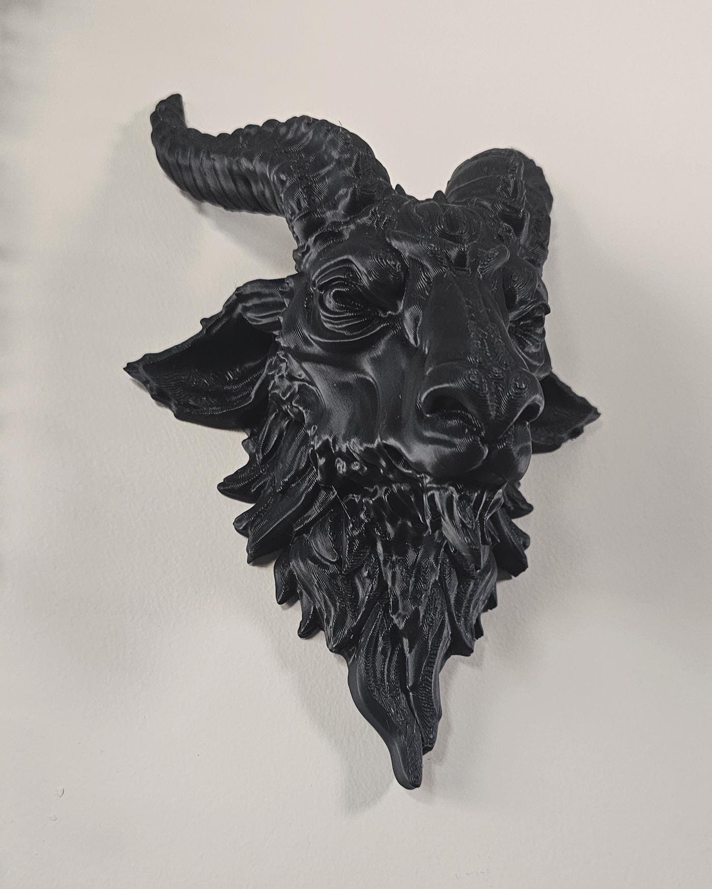 9" Tall Baphomet Goat Wall Decor  Occult Ram Head Wall Sculpture, Satanic Gothic Wall Art, Dark Altar Home Decor