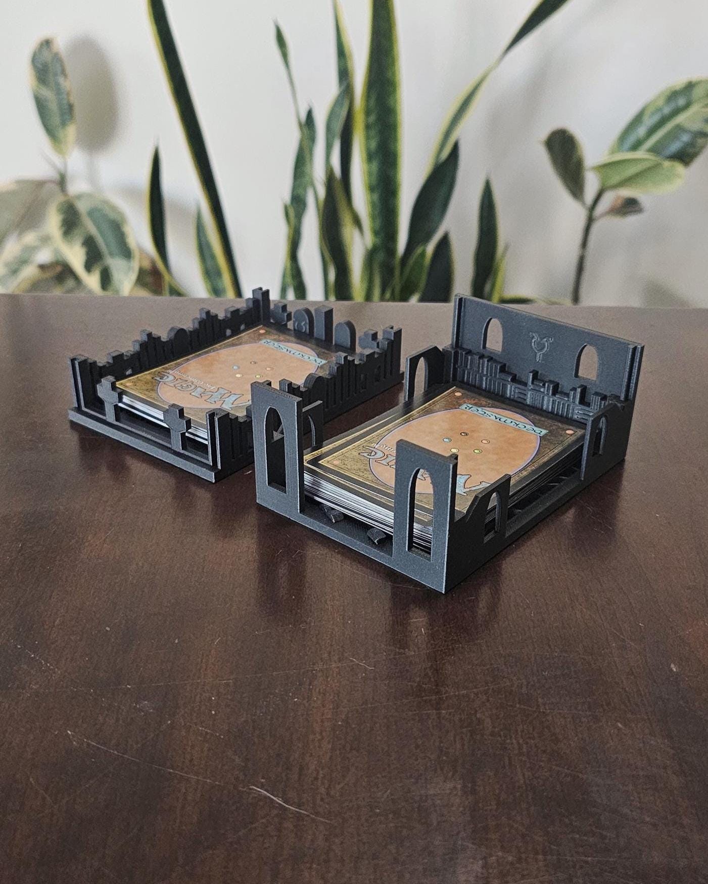 Tabletop Card Holder Rack  3D Printed Playing & Trading Card Stand, Board Game Card Organizer, TCG Deck Display, Library-Style Desktop Tray