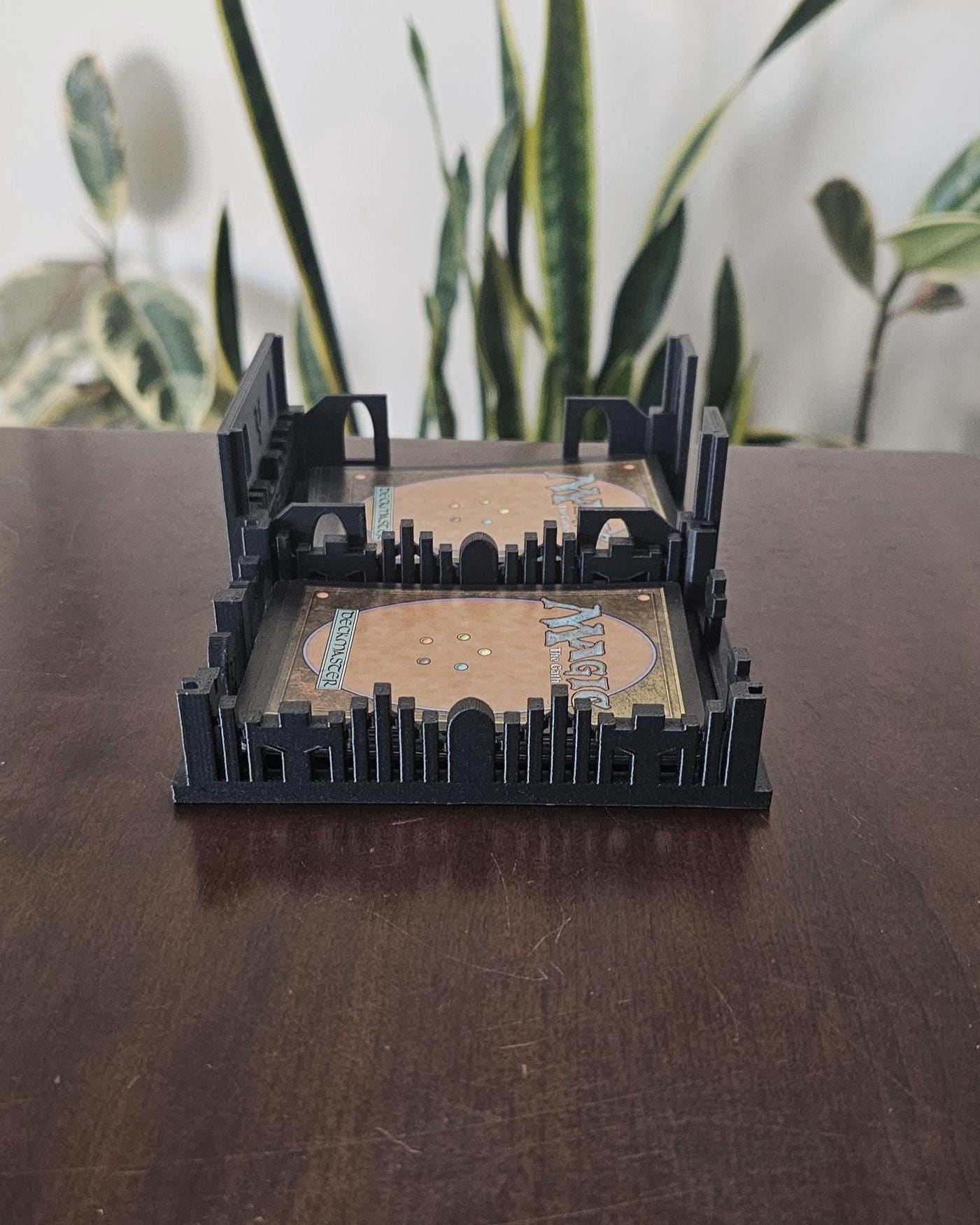 Tabletop Card Holder Rack  3D Printed Playing & Trading Card Stand, Board Game Card Organizer, TCG Deck Display, Library-Style Desktop Tray