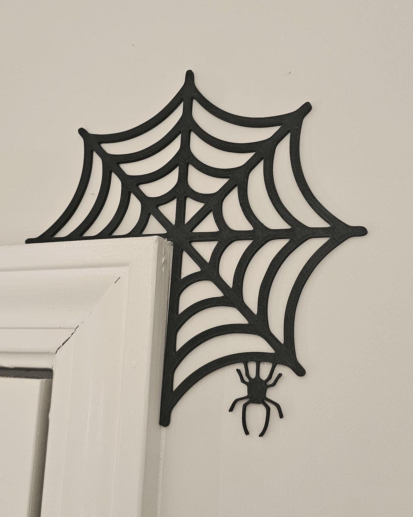 Spiderweb Corner Wall Decor  Gothic Spider Web Door Frame Accent, 3D Printed Halloween Wall Art, Spooky Home Decor