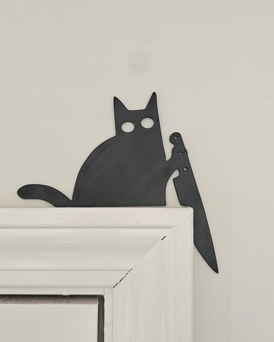 Cat Door Corner Decor  3D Printed Cat Silhouette Door Frame Accent, Minimalist Cat Wall Decor, Subtle Gothic Home Detail