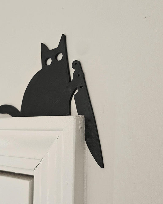 Cat Door Corner Decor  3D Printed Cat Silhouette Door Frame Accent, Minimalist Cat Wall Decor, Subtle Gothic Home Detail
