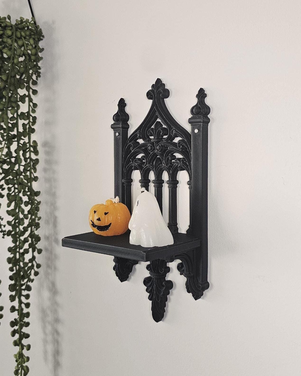 Gothic Cathedral Wall Shelf  3D Printed Dark Decor Display Ledge, Medieval Church Arch Shelf, Gothic Home Wall Accent