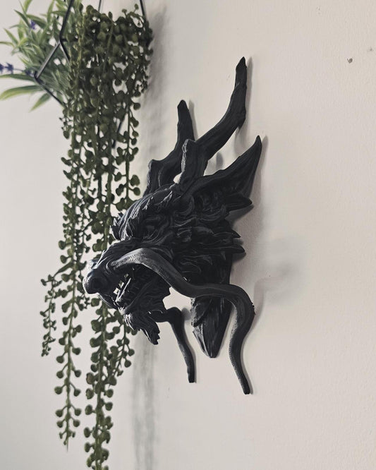 Eastern Dragon Wall Sculpture  3D Printed Asian Dragon Head Wall Decor, Mythical Dragon Wall Art, Gothic Fantasy Home Decor