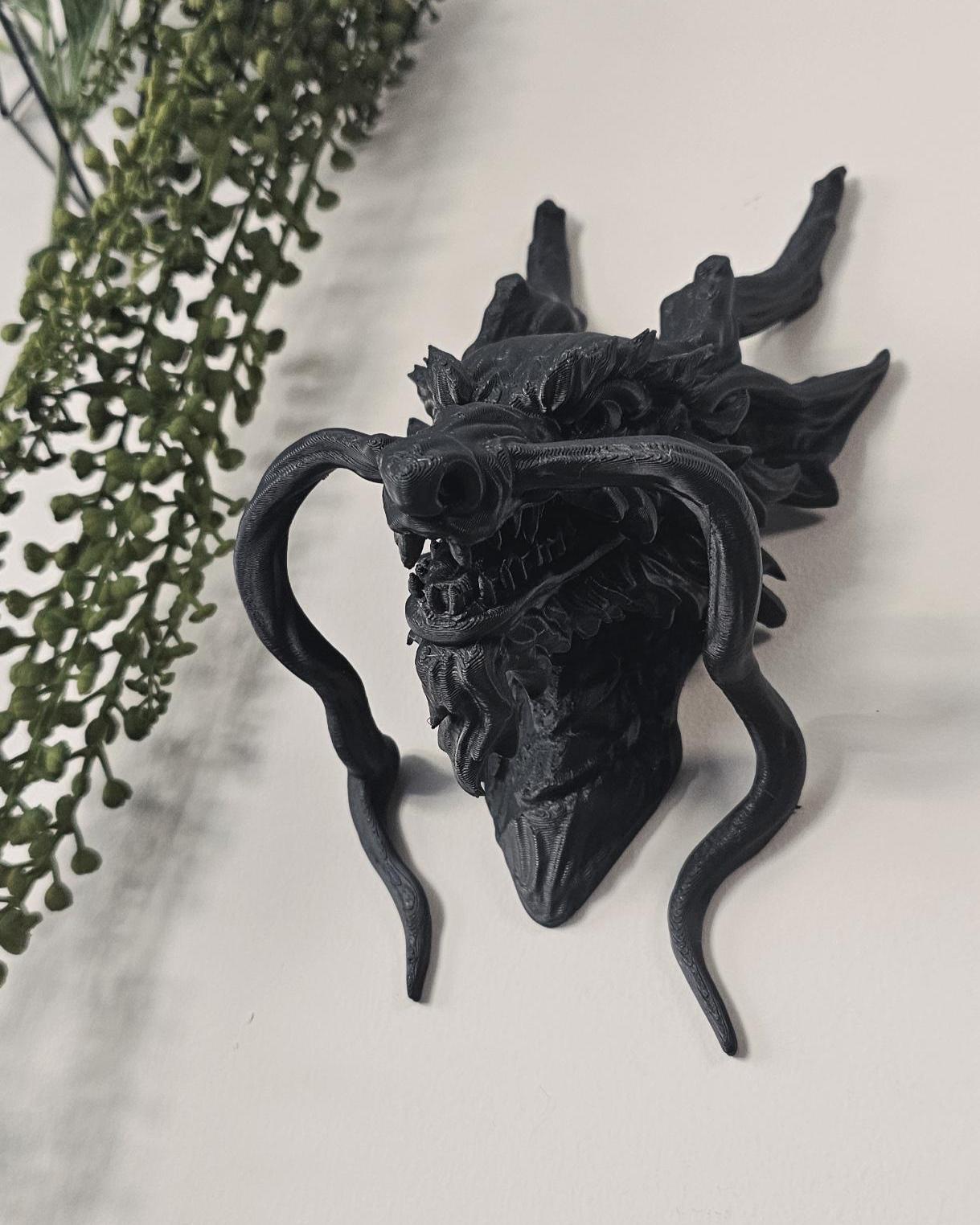 Eastern Dragon Wall Sculpture  3D Printed Asian Dragon Head Wall Decor, Mythical Dragon Wall Art, Gothic Fantasy Home Decor