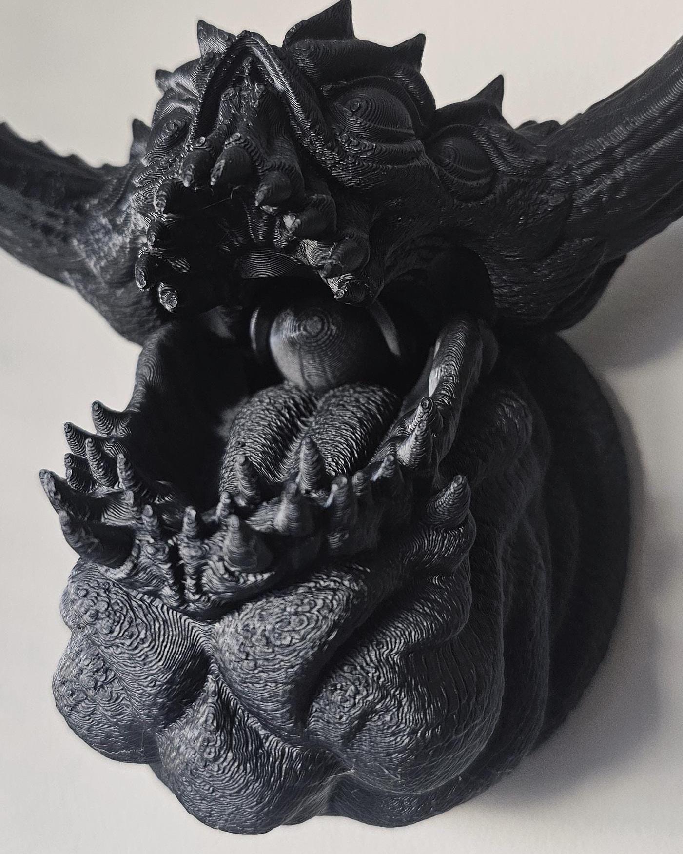 Ushi Oni Mask Wall Mount  Japanese Demon Wall Mask, 3D Printed Yokai Decor, Gothic Samurai Wall Decor, Oni Sculpture for Home Display Decor