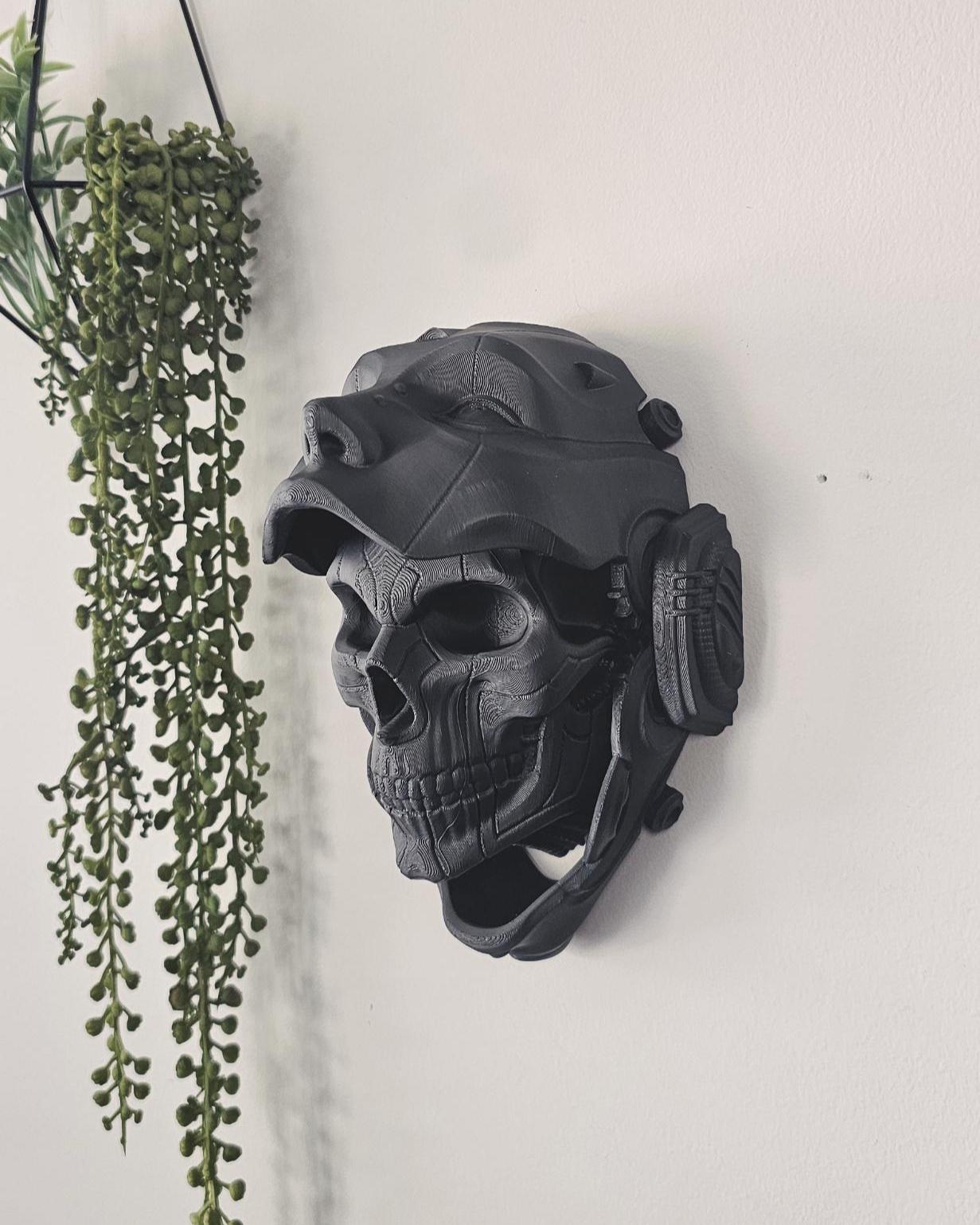 Steampunk Cyber Skull Wall Mount  3D Printed Futuristic Skull Wall Art, Gothic Sci-Fi Decor, Industrial Horror Home Accent