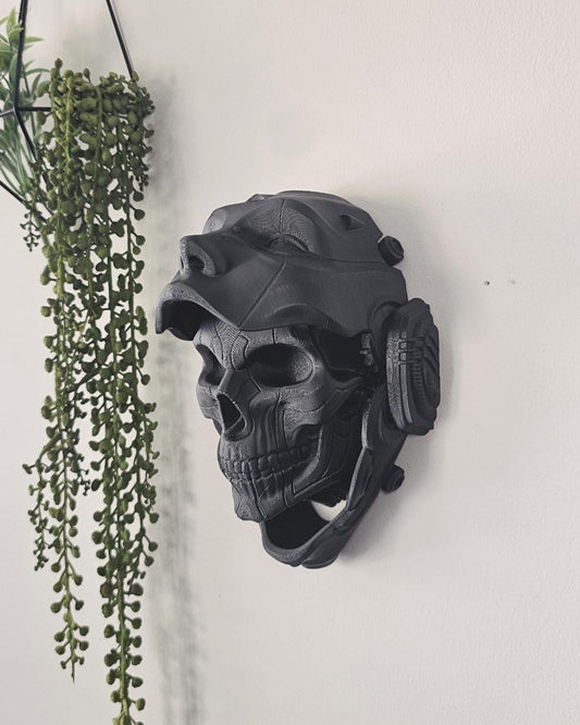 Steampunk Cyber Skull Wall Mount  3D Printed Futuristic Skull Wall Art, Gothic Sci-Fi Decor, Industrial Horror Home Accent