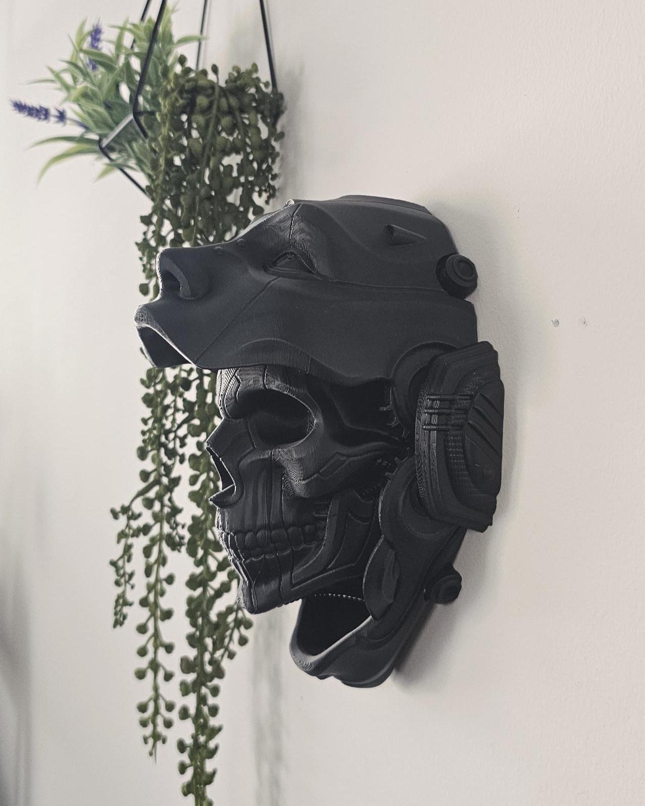 Steampunk Cyber Skull Wall Mount  3D Printed Futuristic Skull Wall Art, Gothic Sci-Fi Decor, Industrial Horror Home Accent
