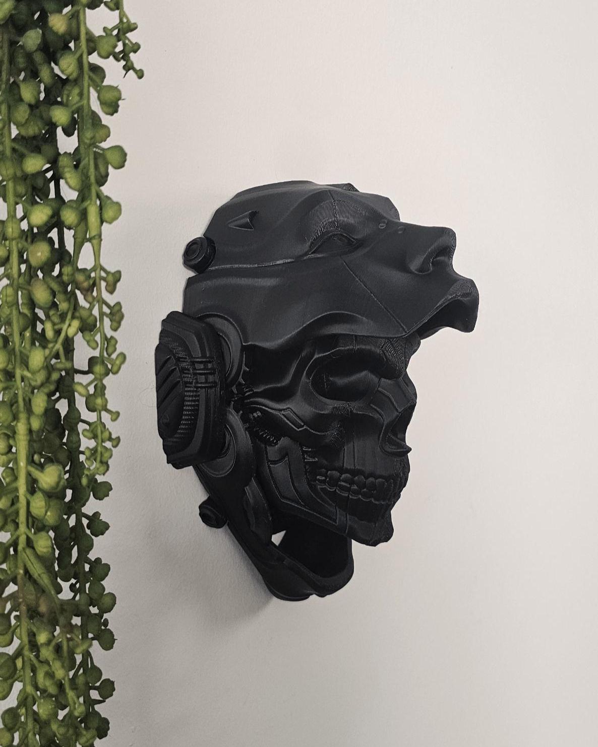 Steampunk Cyber Skull Wall Mount  3D Printed Futuristic Skull Wall Art, Gothic Sci-Fi Decor, Industrial Horror Home Accent
