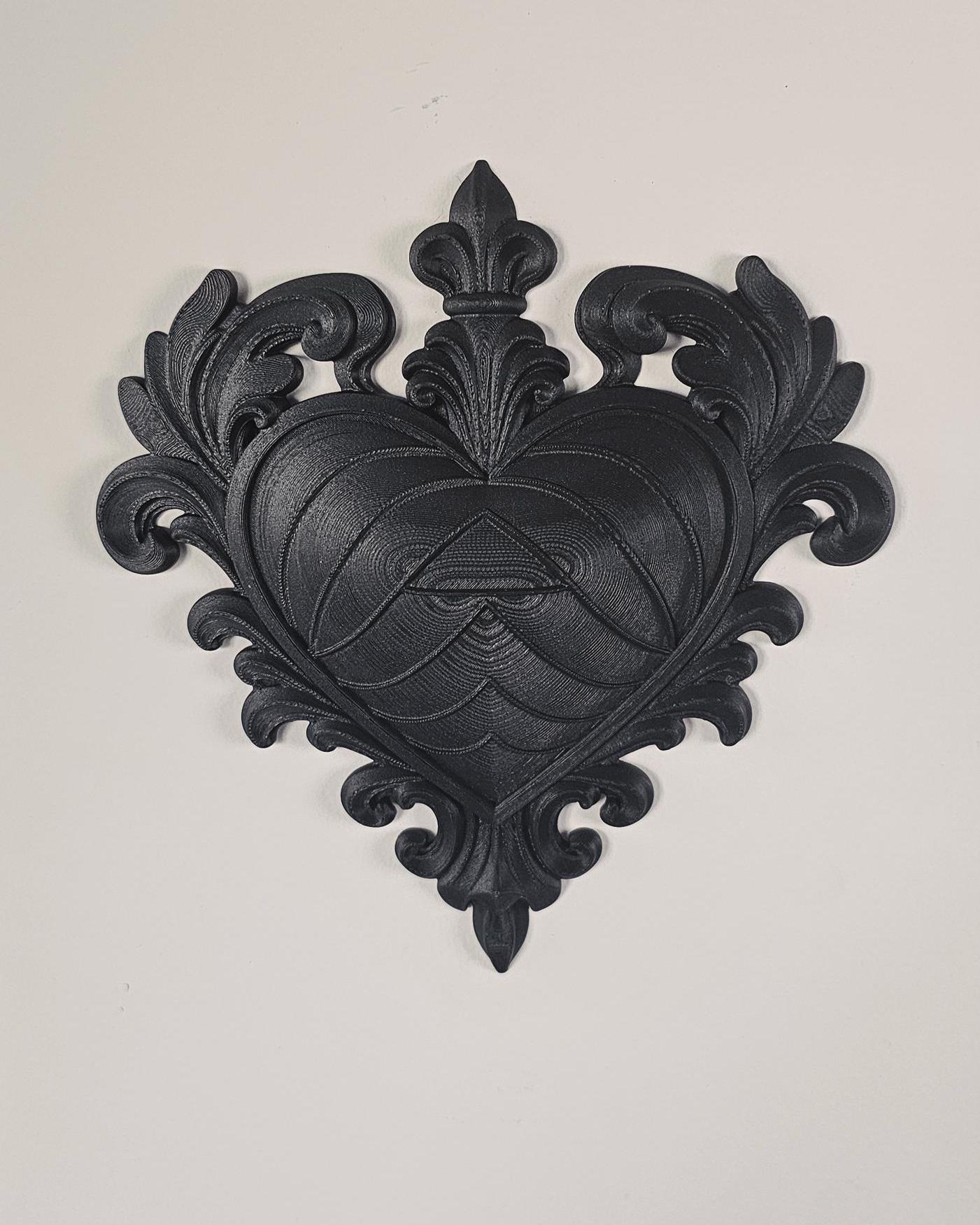 Ornate Baroque Heart Wall Plaque  3D Printed Decorative Heart Frame, Gothic Romantic Wall Decor, Victorian Scroll Wall Art Display