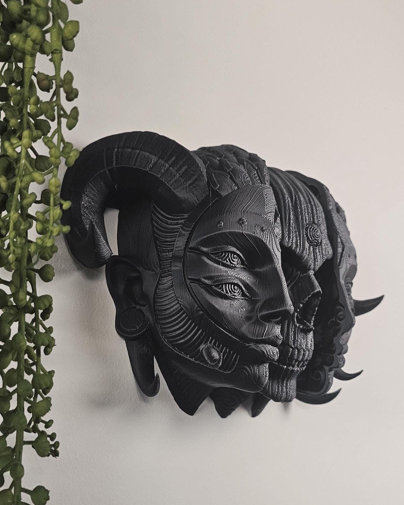 Holy Quin Wall Mask  Gothic Triple Face Skull Wall Mount, Dark Fantasy Wall Sculpture, Occult Curiosity Decor, Macabre Gothic Wall Art