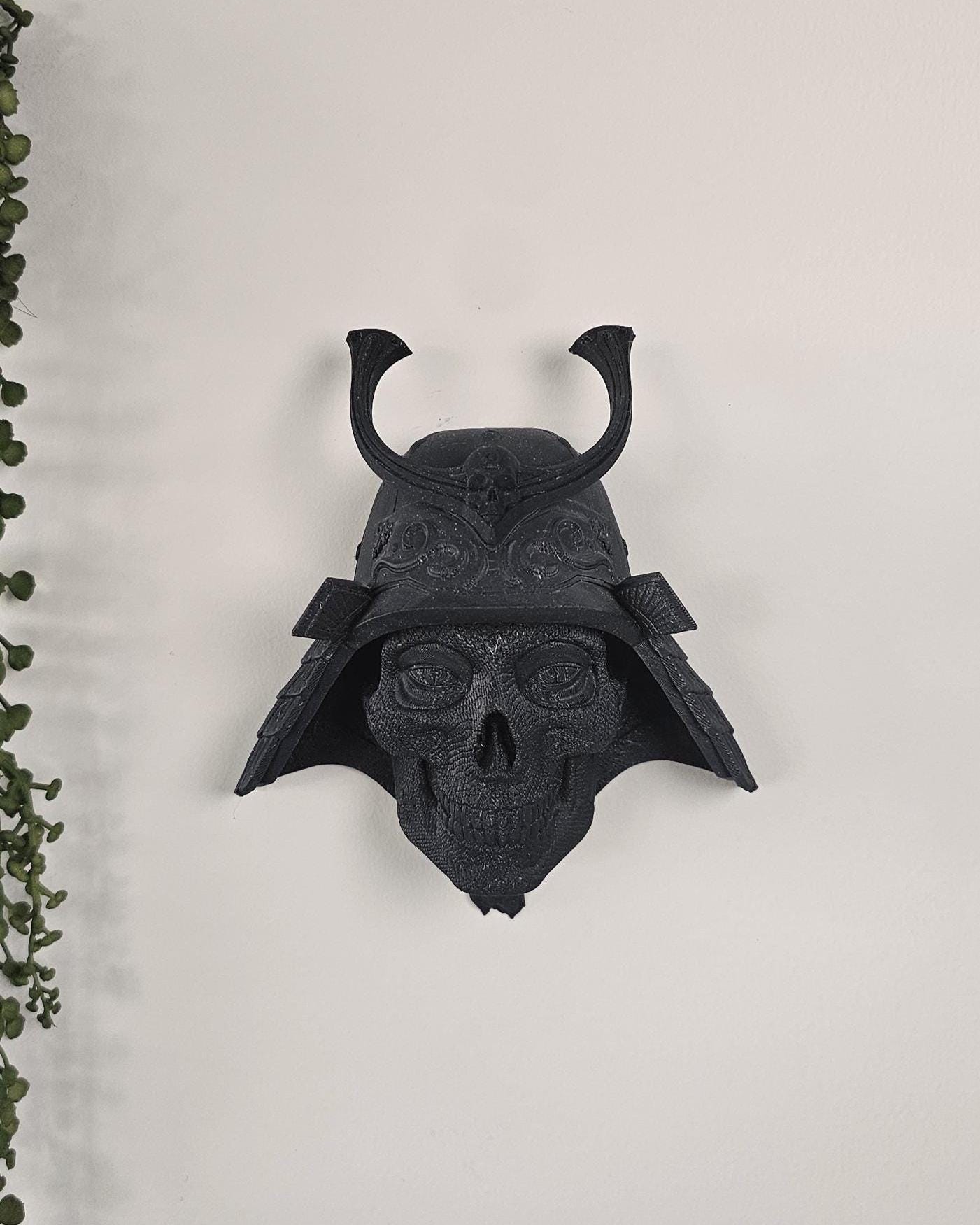 Orochi Samurai Skull Wall Mount  3D Printed Japanese Warrior Mask, Feudal Japan Skull Decor, Gothic Samurai Wall Art, Unique Fantasy