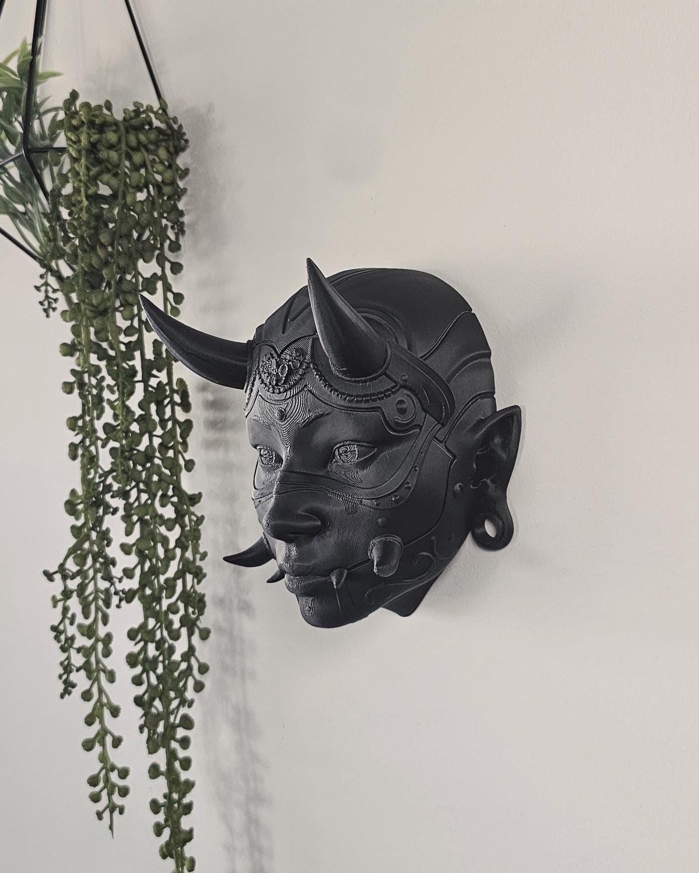 Traditional Japanese Hannya Mask  3 Sizes 3D Printed Wall Mask Sculpture, Japanese Demon Oni Wall Art, Gothic Japanese Decor