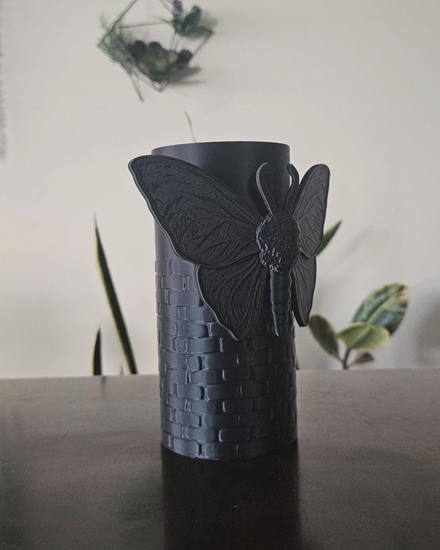 7" Moth Vase  Gothic Moth Sculpture Vase, Dark Botanical Home Decor, Witchy Floral Vessel, Nature Inspired Gothic Accent