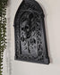 Skull Roses Cathedral Wall Plaque  3D Printed Gothic Skull Frame, Victorian Wall Decor, Macabre Black Wall Art, Dark Romantic Gothic Decor